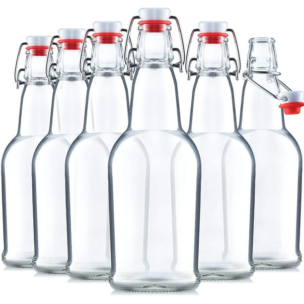 Homebrew Alcohol Tea & Soda 6-Pack 33 oz Grolsch Glass Beer Bottles